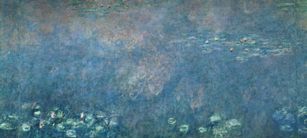 Waterlilies: Two Weeping Willows, centre left section van Claude Monet