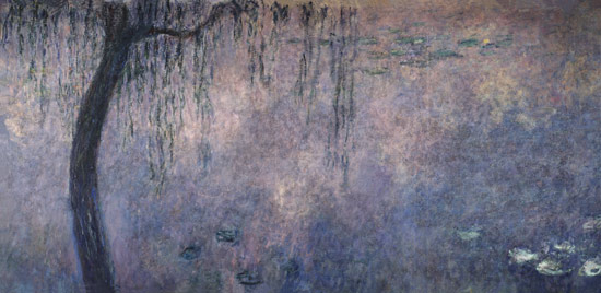 Waterlilies: Two Weeping Willows, left section van Claude Monet