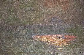 Die Waterloo-Brücke in London im Abendlicht. van Claude Monet