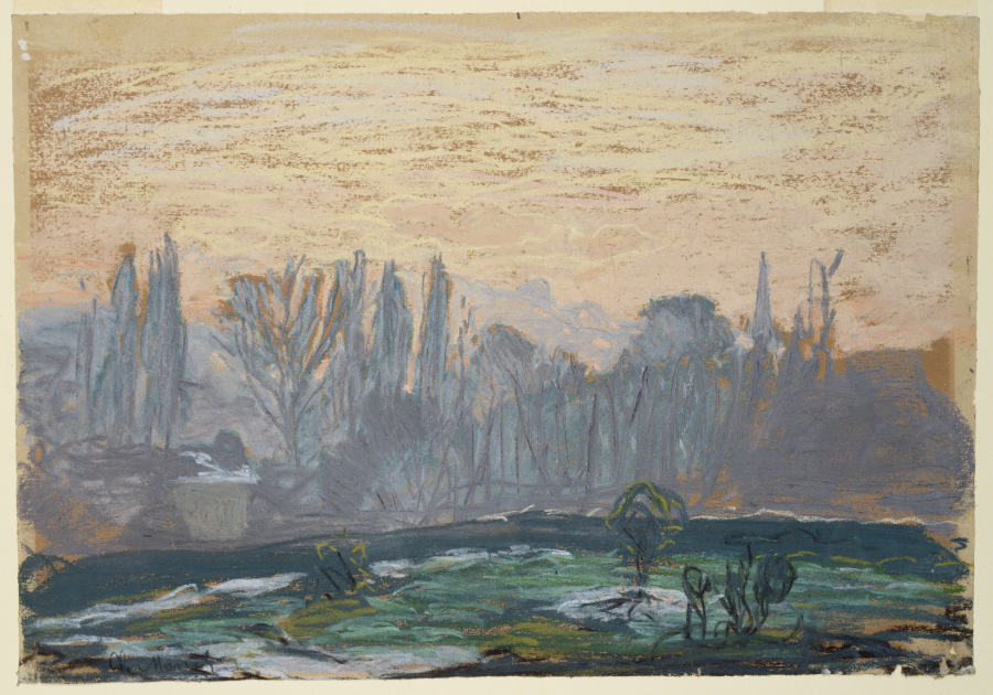 Winter Landscape with Evening Sky van Claude Monet