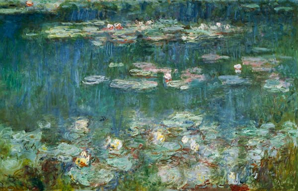 Waterlelies Groene Reflectie  van Claude Monet