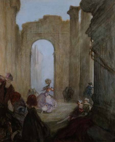 Girls watching a dancer among classical ruins van Claude Shepperson