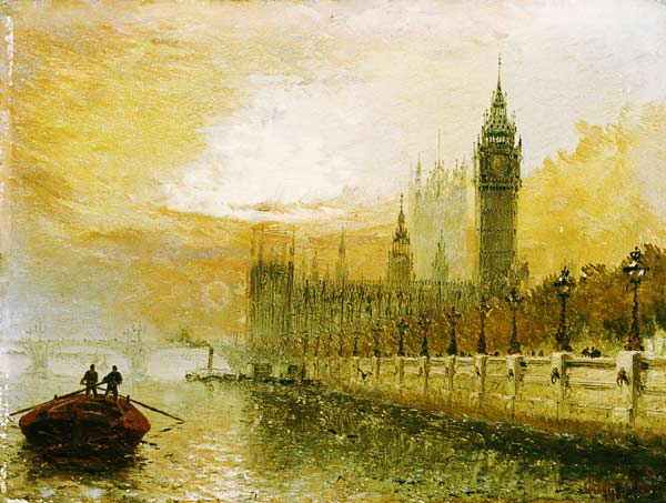 View Of Westminster From The Thames van Claude T. Stanfield Moore
