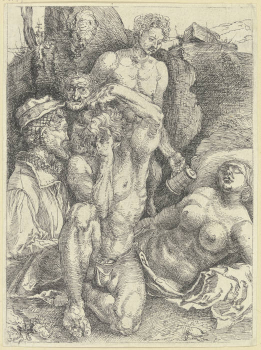 Studienblatt mit fünf Figuren ("Verzweifelnde") van Clemens Aloys Hohwiesner