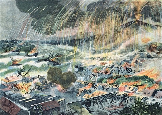 Eruption of a Volcano on Martinique, from ''Le Petit Parisien'', 15th May 1902 van Clement Auguste Andrieux