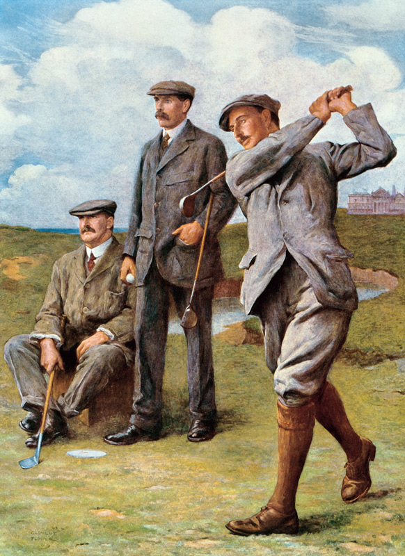 (LtoR) John Henry Taylor (1871-1963), James Braid (1870-1950), and Harry Vardon (1870-1937), 'The Gr van Clement Flower