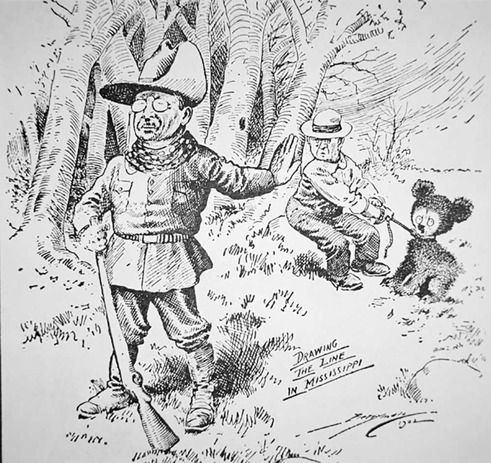 Cartoon of Theodore Teddy Roosevelt refusing to shoot a bear cub, 1902 van Clifford K. Berryman