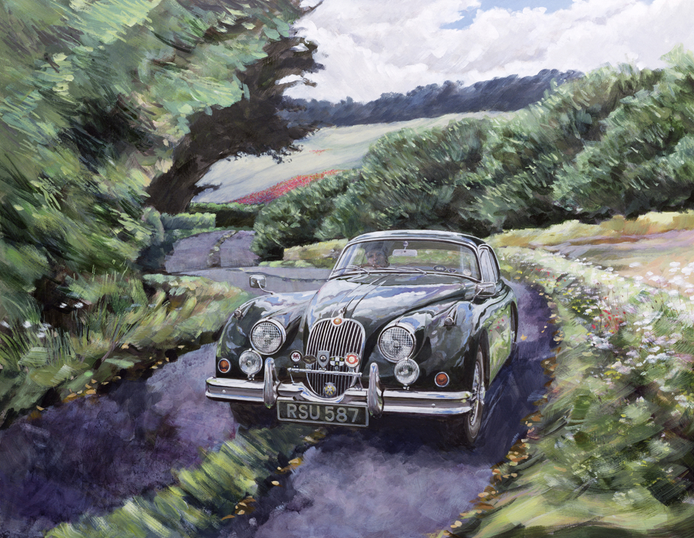 Jaguar XK150 Cruising (oil on canvas)  van Clive  Metcalfe