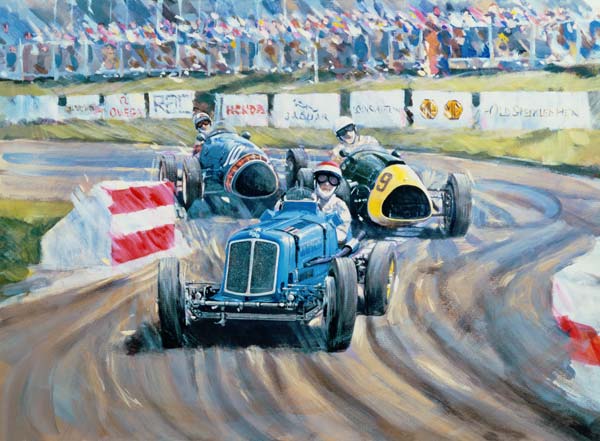 The First Race at the Goodwood Revival, 1998 (oil on canvas)  van Clive  Metcalfe
