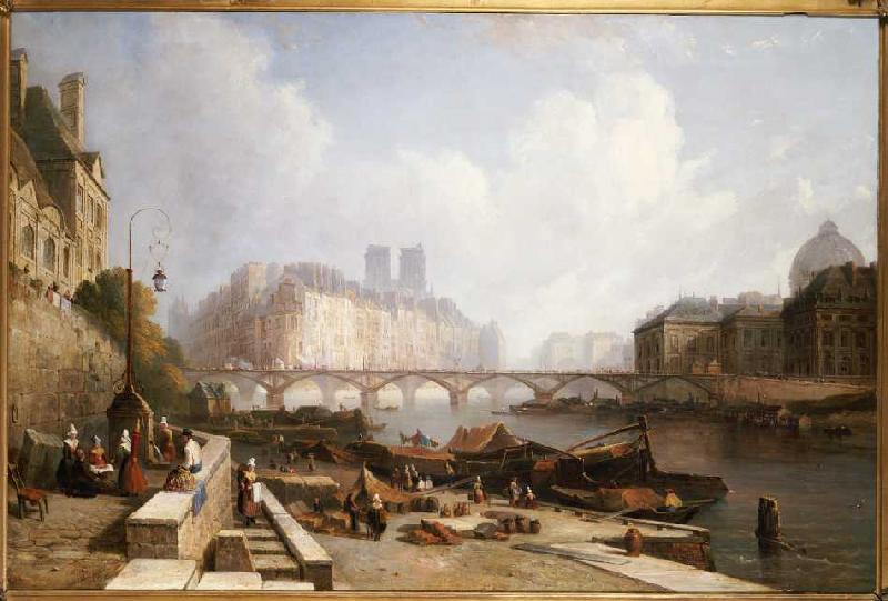 Blick auf die Ile de la Cité, vom Quai du Louvre aus, die Brücken Pont des Arts und Pont Neuf im Vor van Colet Robert Stanley