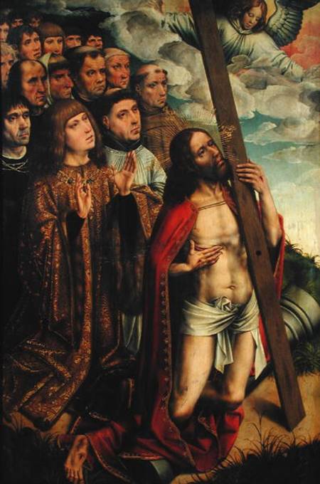 Christ the Mediator with Philip the Handsome (1478-1506) and his Entourage, left hand panel from an van Colijn de Coter