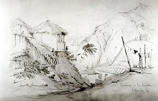View of Valparaiso, 1834 (pencil & w/c on paper) van Conrad Martens