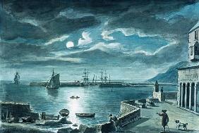 The Harbour and the Cobb, Lyme Regis, Dorset, by Moonlight