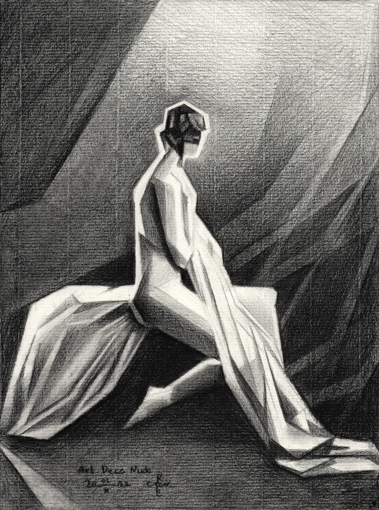 Art Deco Nude - 02-10-22 van Corné Akkers