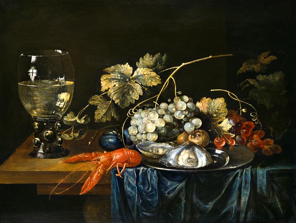 Stillleben mit Hummer, Römer, Muscheln und Früchten van Cornelis de Bryer