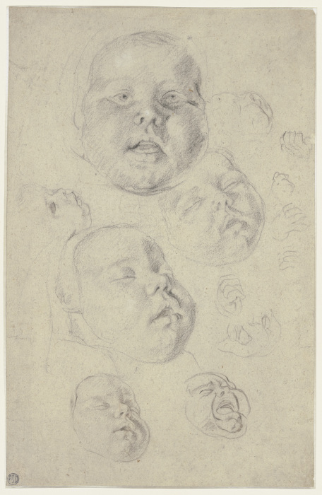Studienblatt: Kopf und Hände eines Kleinkindes van Cornelis de Vos