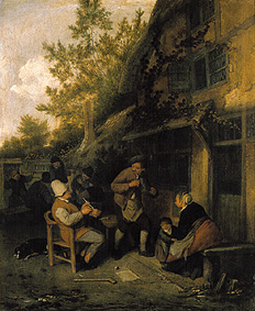 Bauern vor einem Wirtshaus. van Cornelis Dusart
