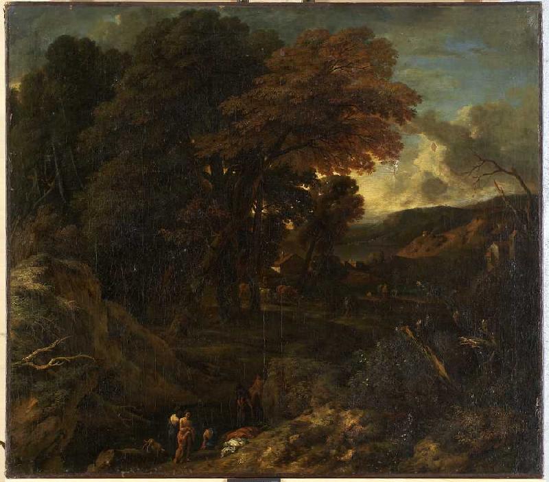 Italienische Landschaft mit Badenden. van Cornelis Huysmans