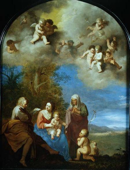 The Holy Family (panel) van Cornelis Poelenburgh