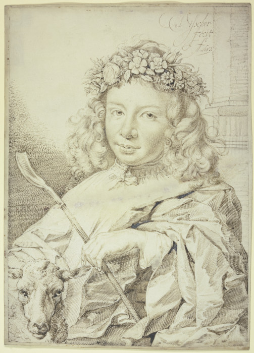 Bildnis eines Knaben als Hirtenjunge van Cornelis Visscher