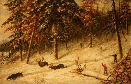 Hunting Moose van Cornelius Krieghoff