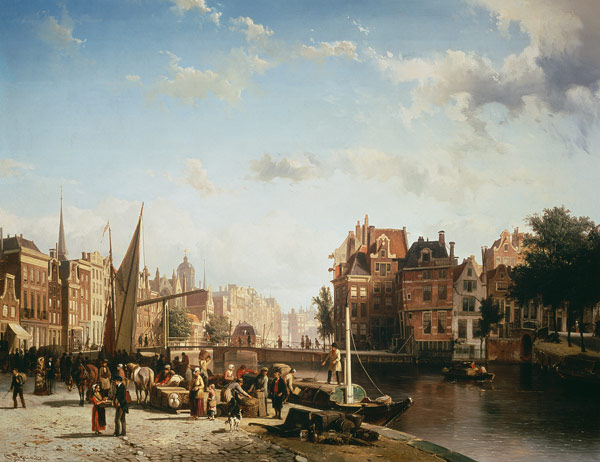 Amsterdam, Rokin und Langebrugsteeg van Cornelius Springer
