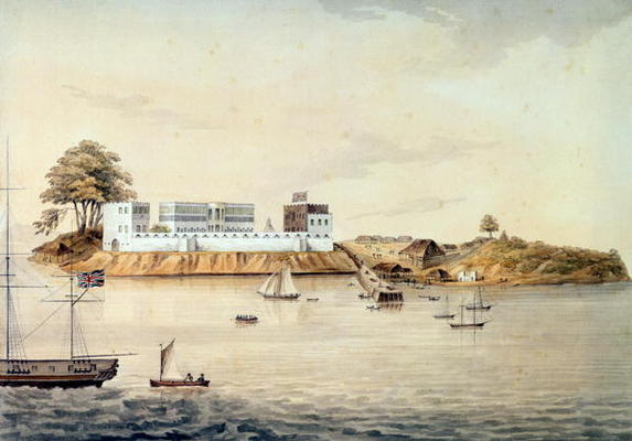 Bance Island, River Sierra Leone, Coast of Africa, Perspective Point at 1, c.1805 (w/c on artists' p van Corry