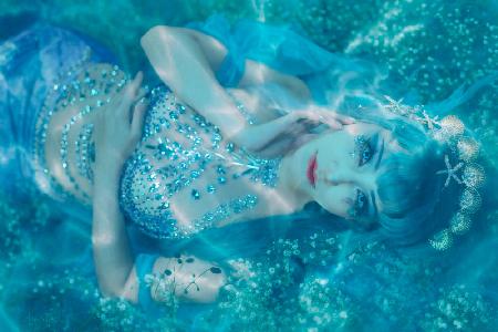 A blue mermaid