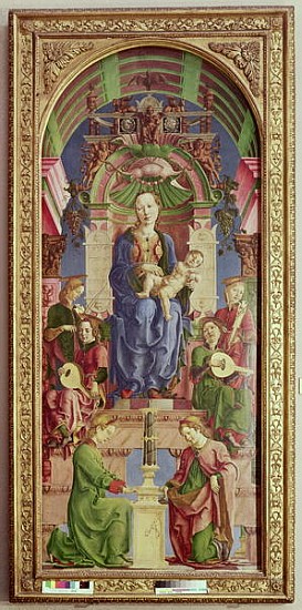 The Virgin and Child Enthroned, mid 1470s (oil & egg on tempera on poplar) van Cosimo Tura