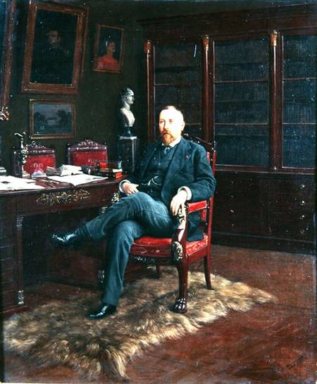 Portrait of Paul Marmottan (1856-1932) in his Study van count of Rosen