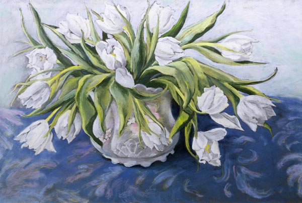 White Tulips (pastel on paper)  van Cristiana  Angelini