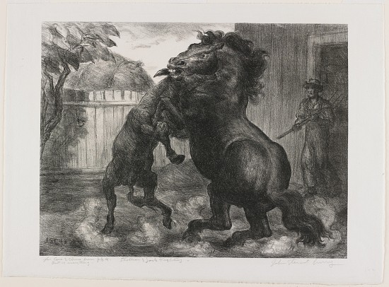 Stallion and Jack Fighting van John Steuart Curry