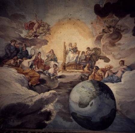 Allegory of the Arts (ceiling painting) van Pietro  da Cortona,