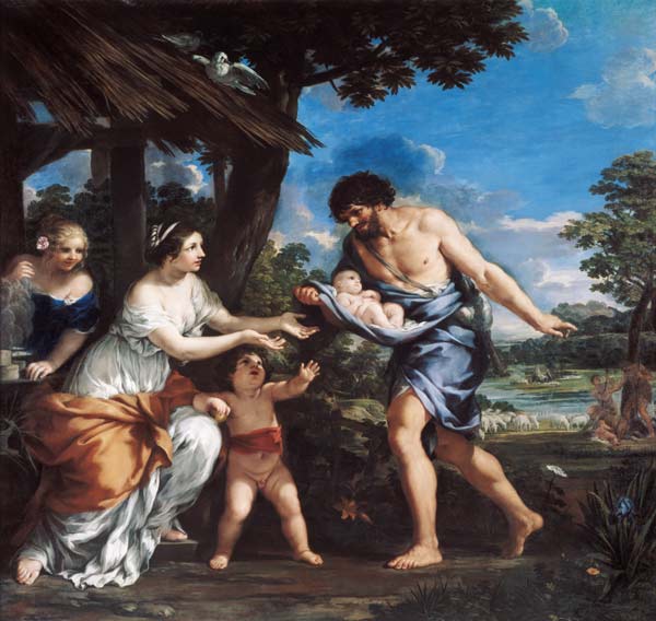 Faustulus entrusting Romulus and Remus to his wife Acca Larentia van Pietro  da Cortona,