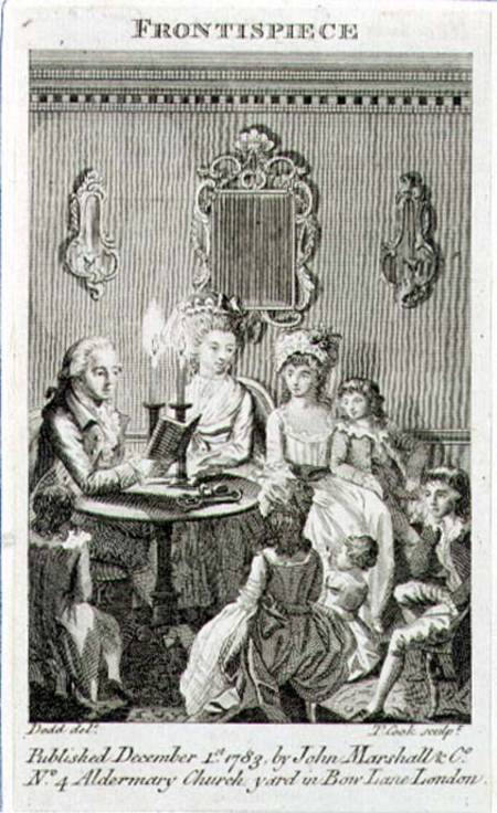A Father Reading to his Family by Candlelight, engraved by Thomas Cook (1744-1818) frontispiece to a van Daniel Dodd