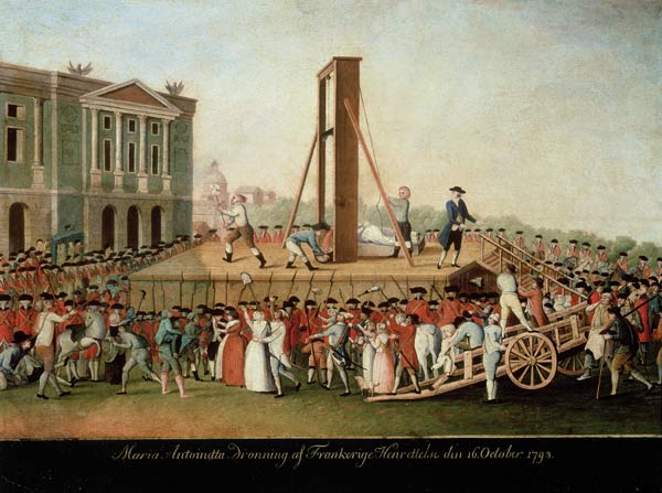 The Execution of Marie-Antoinette (1755-93) van Danish School