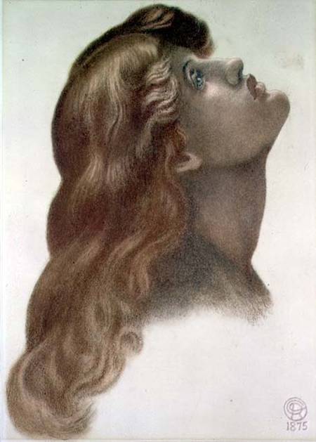 Study for the head of the left-hand figure from 'Astarte Syriaca' van Dante Gabriel Rossetti