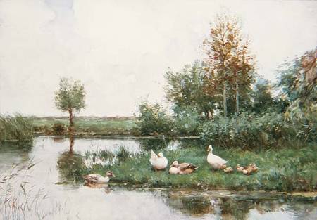 Ducks in a River Landscape van David Adolph Constant Artz