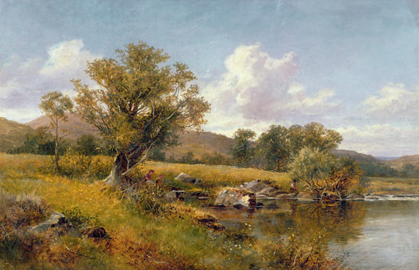 A River Landscape van David Bates