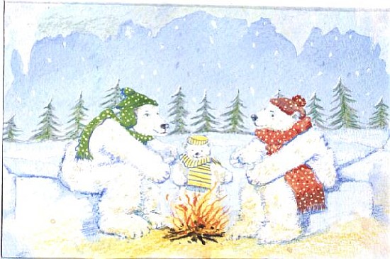 Polar Bears around the Camp Fire  van David  Cooke
