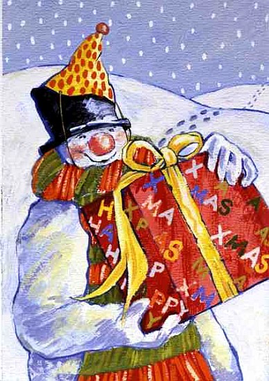 Snowman Delivering Presents, 1999 (gouache on paper)  van David  Cooke