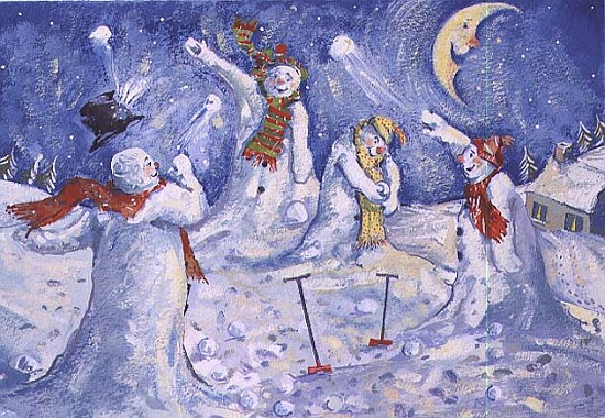 Snowmen throwing snowballs, 1995  van David  Cooke