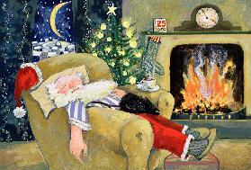 Santa sleeping by the fire, 1995 
