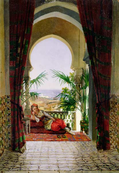 An odalisque on a terrace van David Emil Joseph de Noter
