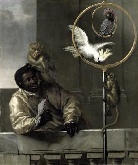 Negro with Parrots and Monkeys