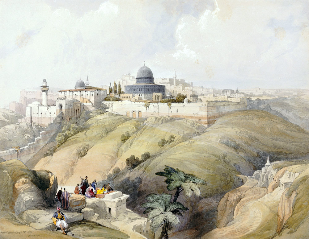 Blick auf Jerusalem. Frühes 19. Jahrhundert van David Roberts