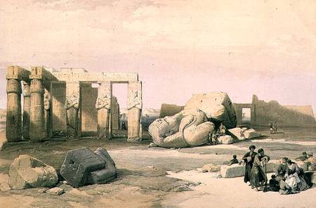 Fragments of the Great Colossus, at the Memnonium, Thebes van David Roberts