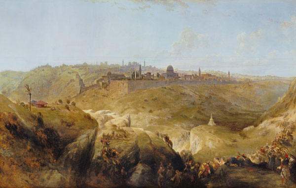 Pilgrims approaching Jerusalem van David Roberts