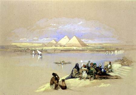 The Pyramids at Giza, near Cairo van David Roberts