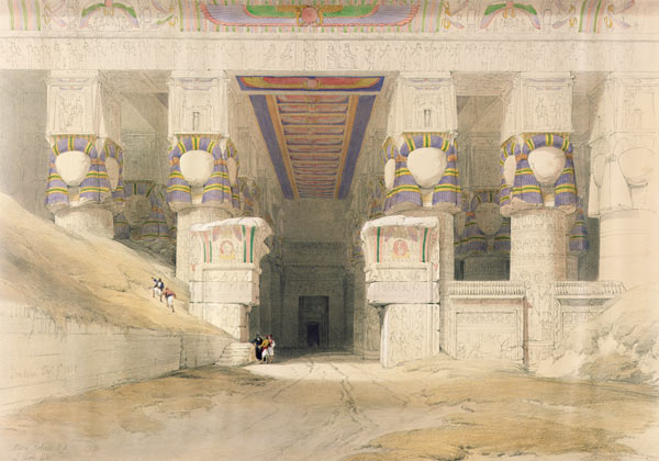 Facade of the Temple of Hathor, Dendarah, from ''Egypt and Nubia''; engraved by Louis Haghe (1806-85 van David Roberts